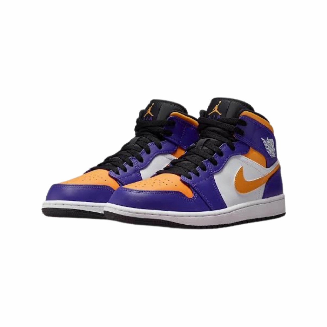 Air Jordan 1 Mid Purple White Yellow Black Basketball Shoes