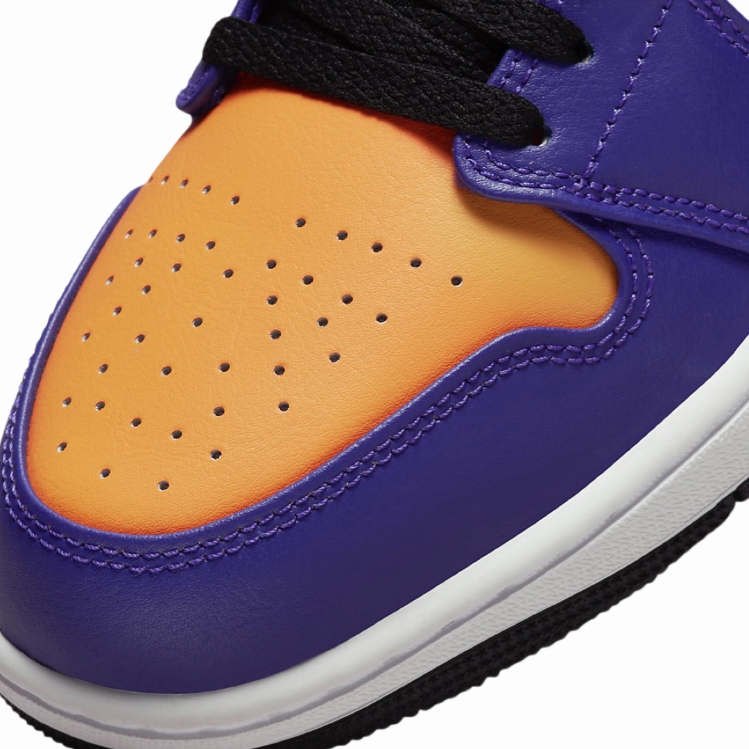 Air Jordan 1 Mid Purple White Yellow Black Basketball Shoes
