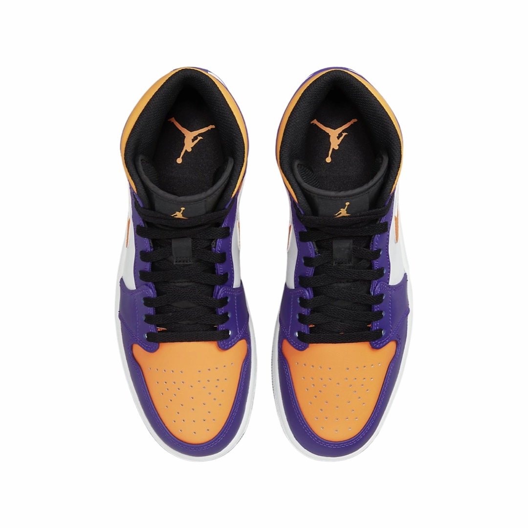 Air Jordan 1 Mid Purple White Yellow Black Basketball Shoes