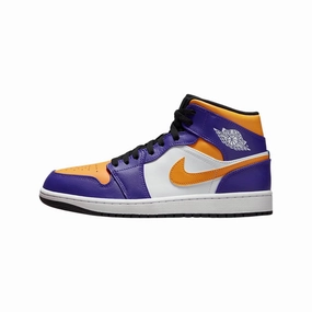 Air Jordan 1 Mid Purple White Yellow Black Air Jordan basketball shoes with classic look