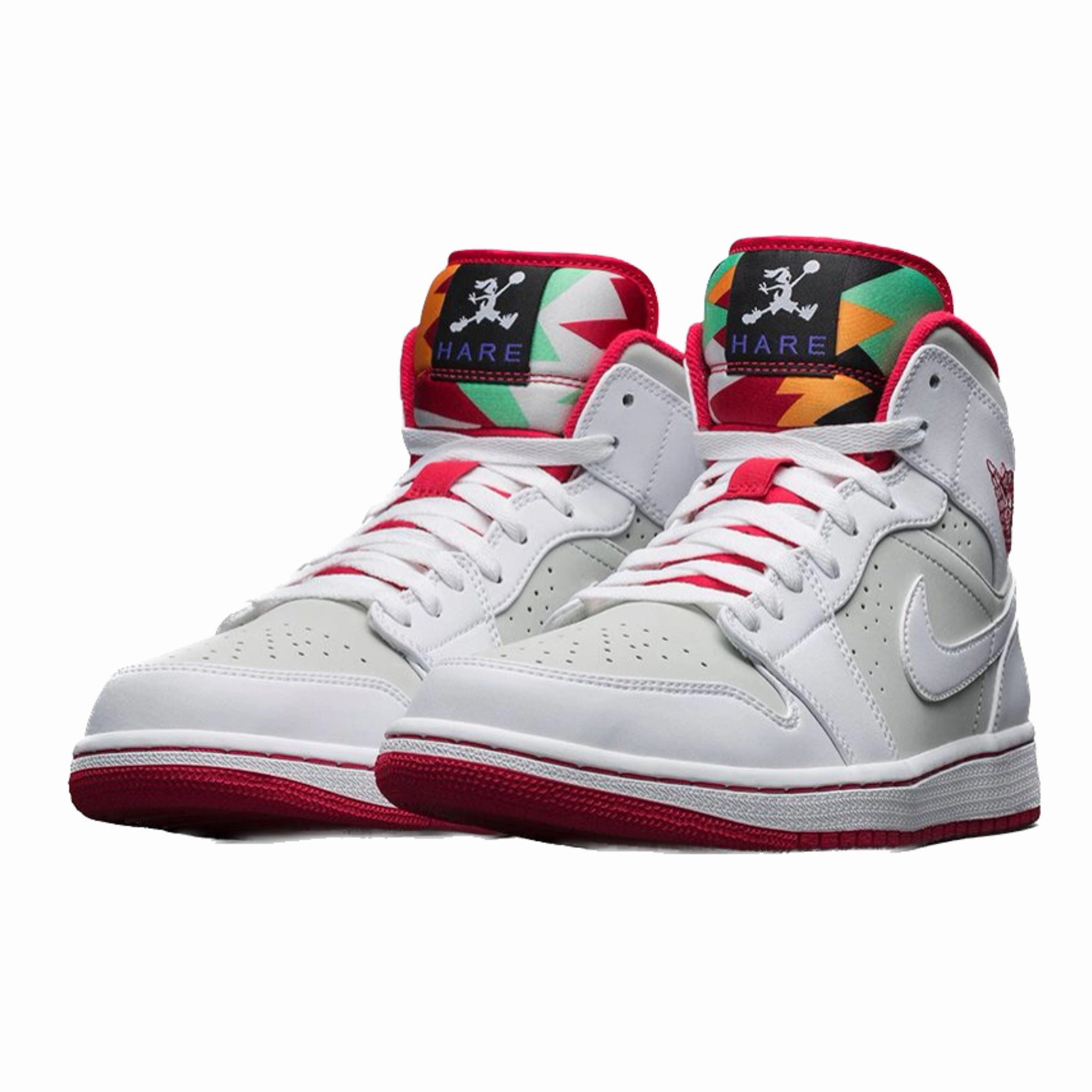 Air Jordan 1 Mid Retro Hare White True Red Light Silver Black Basketball Shoes
