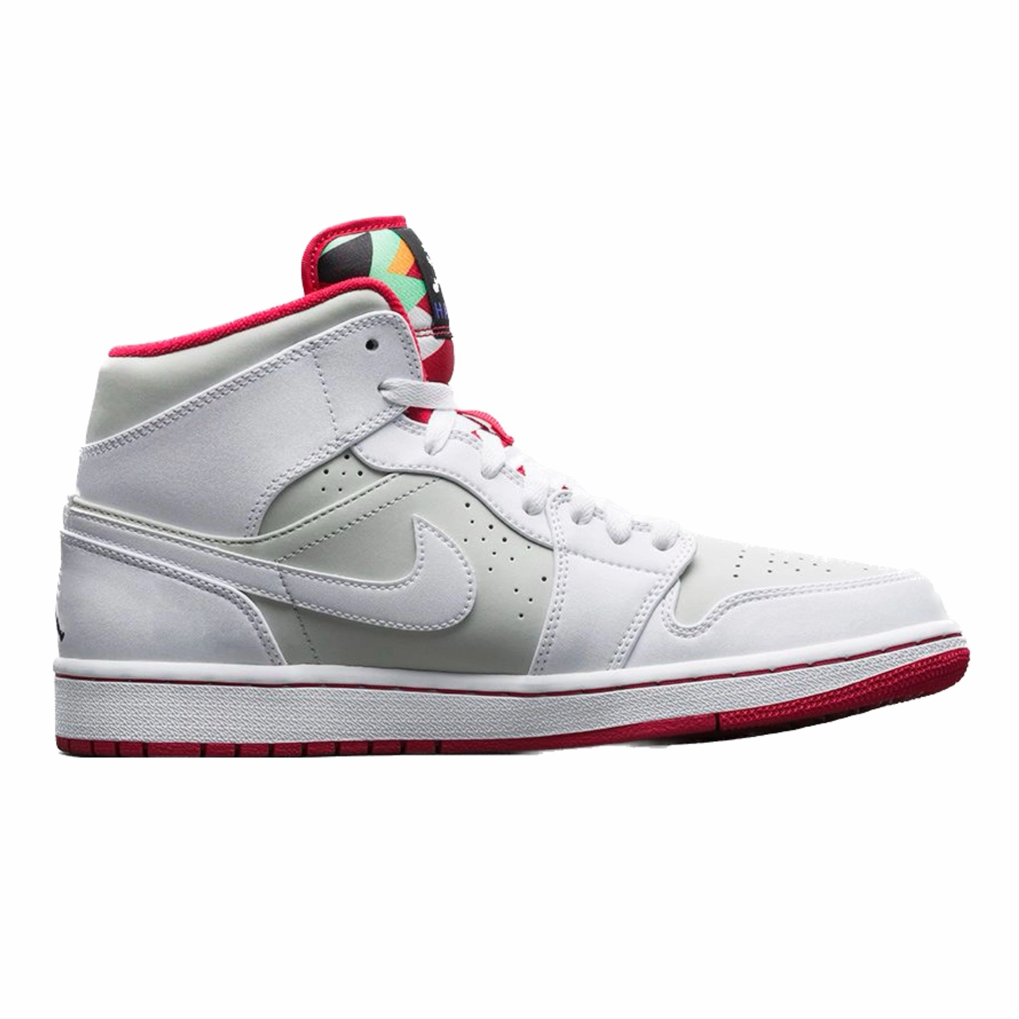 Air Jordan 1 Mid Retro Hare White True Red Light Silver Black Basketball Shoes