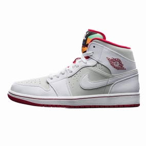 Air Jordan 1 Mid Retro Hare White True Red Light Silver Black Air Jordan basketball shoes with classic look