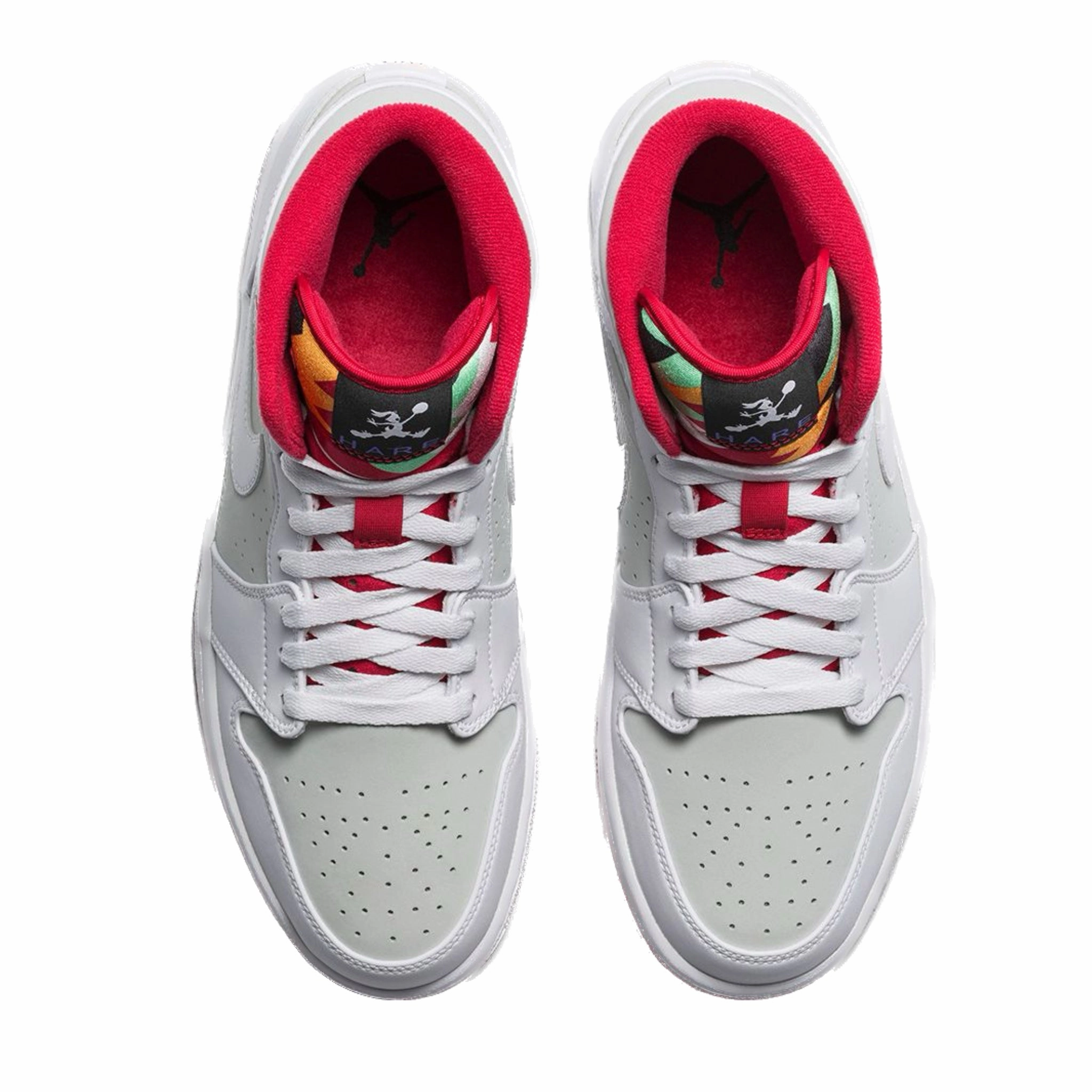 Air Jordan 1 Mid Retro Hare White True Red Light Silver Black Basketball Shoes