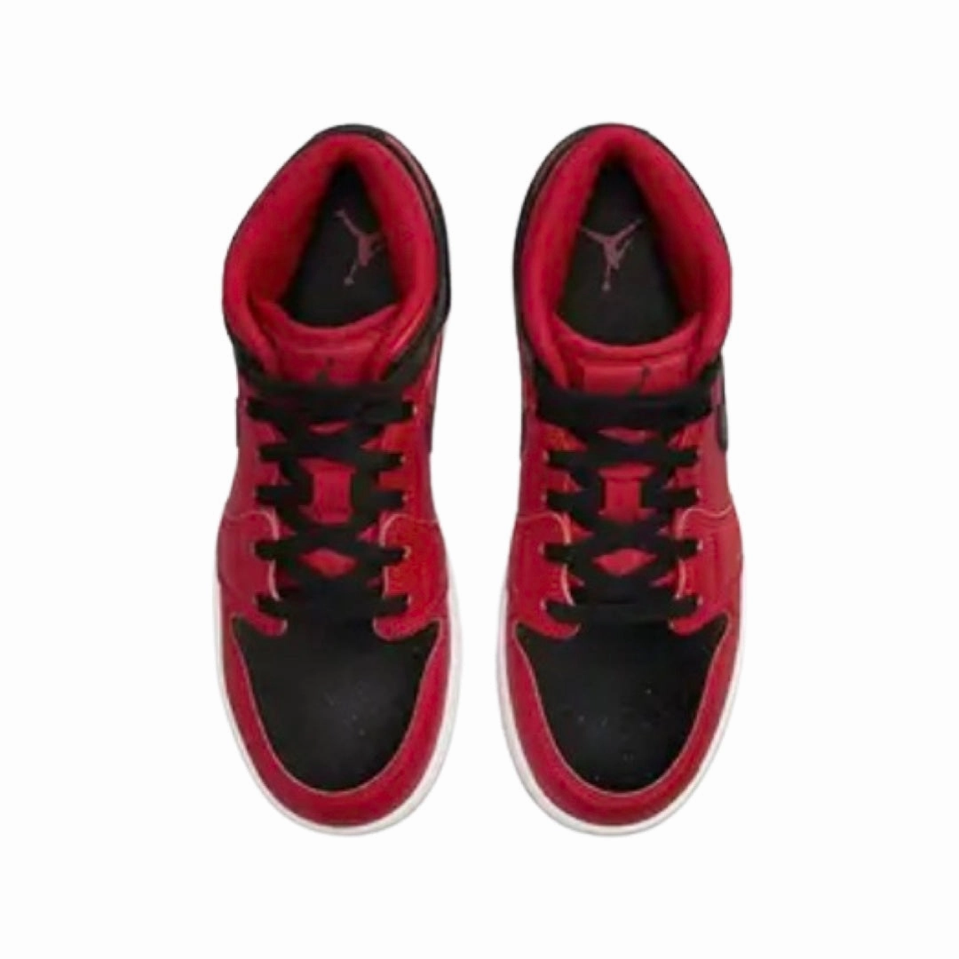 Air Jordan 1 Mid Reverse Bred Black Gym Red White Basketball Shoes