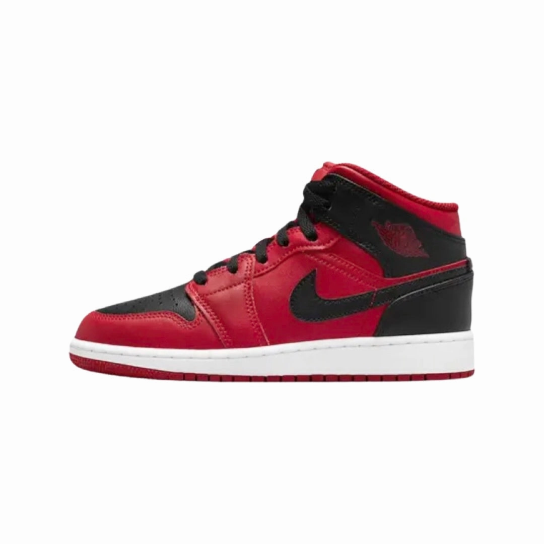 Air Jordan 1 Mid Reverse Bred Black Gym Red White Air Jordan basketball shoes with classic look