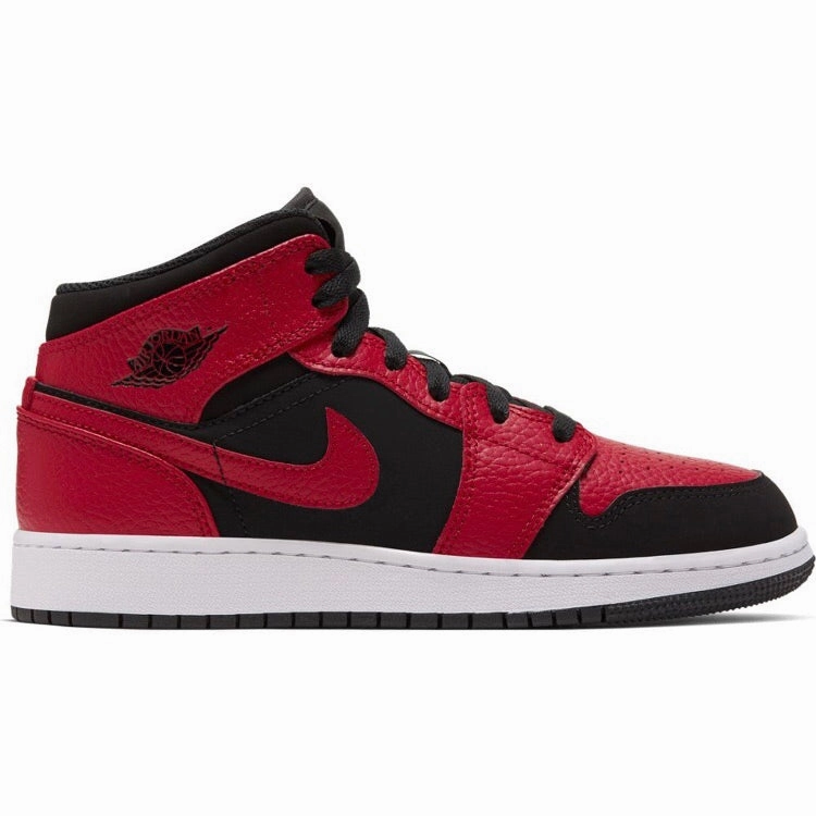 Air Jordan 1 Mid Reverse Bred Black White Gym Red Retro Sneakers