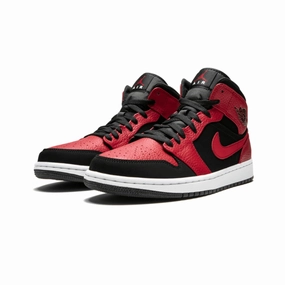 Air Jordan 1 Mid Reverse Bred Black White Gym Red Air Jordan retro sneakers for street style