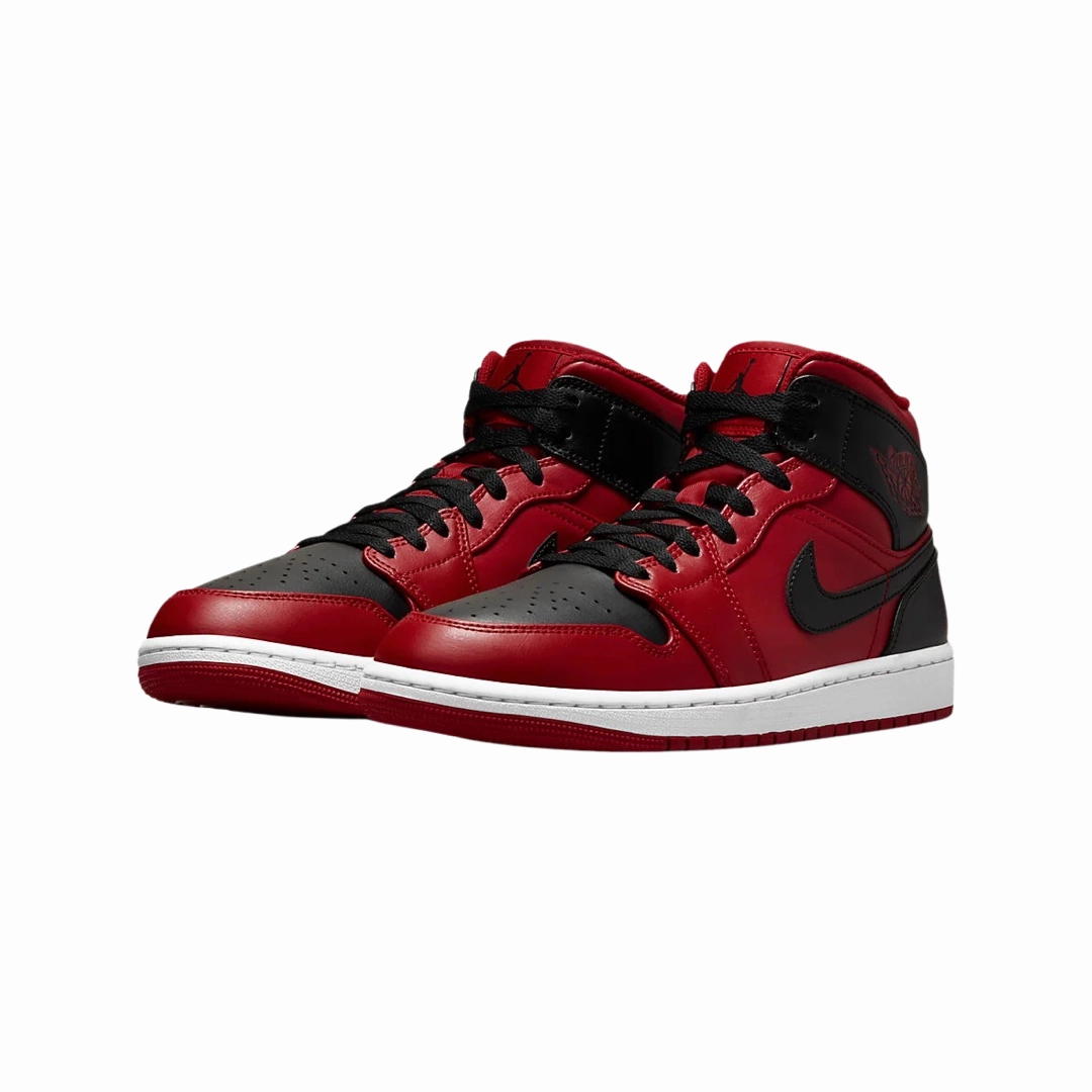 Air Jordan 1 Mid Reverse Bred Gym Red Black White Basketball Shoes