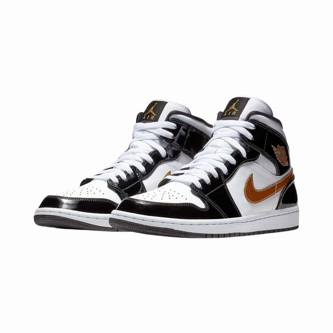 Air Jordan 1 Mid SE Black Metallic Gold Basketball Shoes