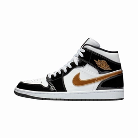 Air Jordan 1 Mid SE Black Metallic Gold Air Jordan basketball shoes with classic look