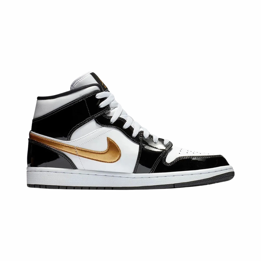 Air Jordan 1 Mid SE Black Metallic Gold Basketball Shoes