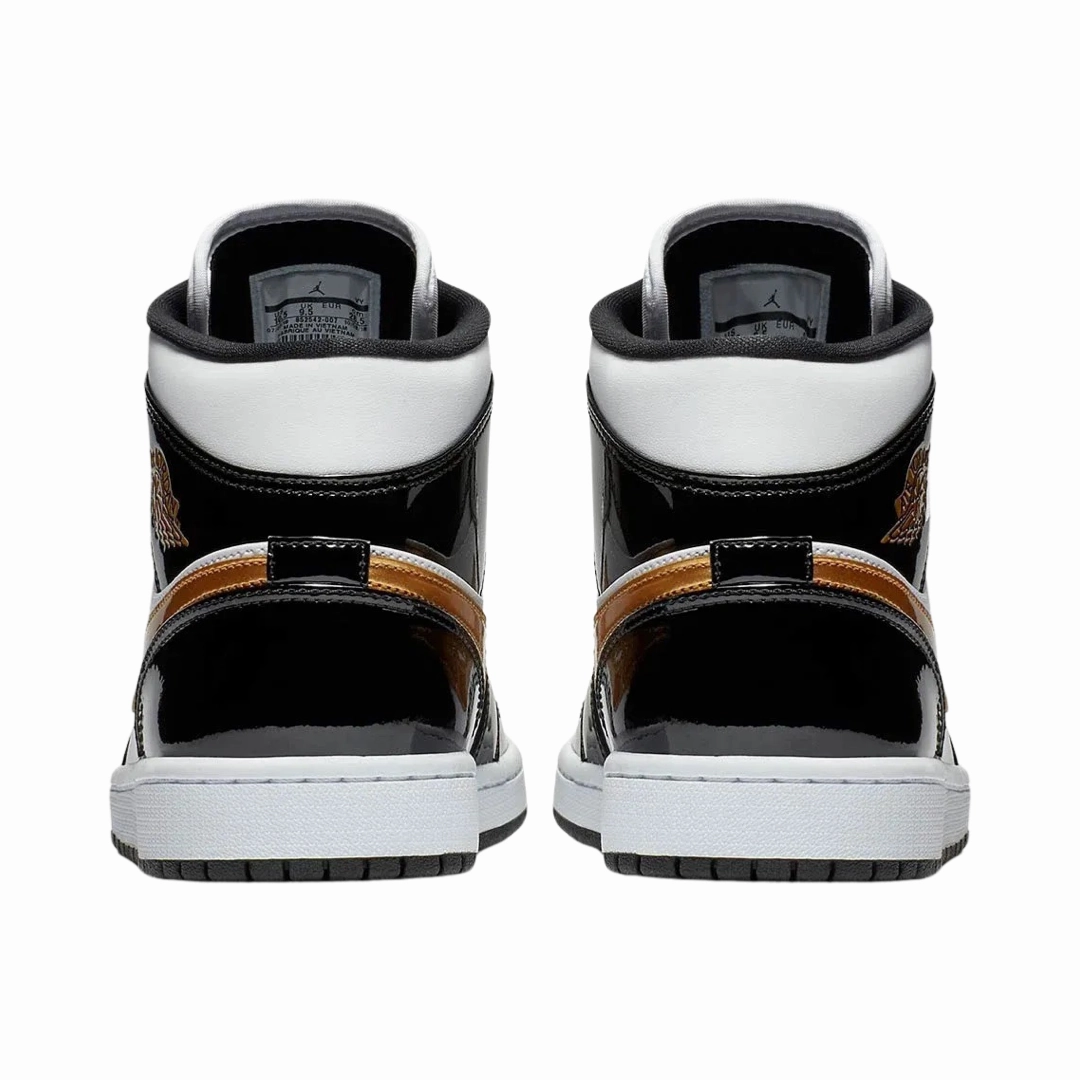 Air Jordan 1 Mid SE Black Metallic Gold Basketball Shoes