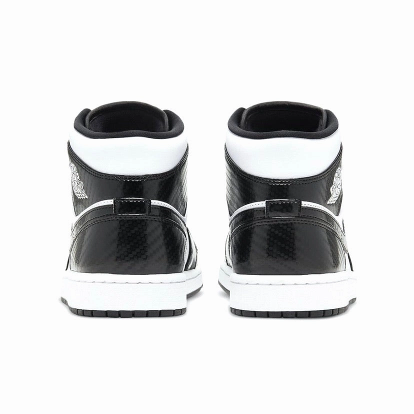 Air Jordan 1 Mid SE Carbon Fibre Black White Retro Sneakers