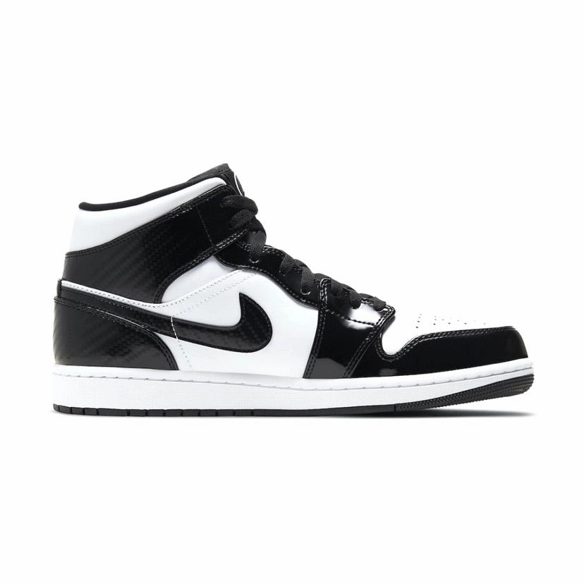 Air Jordan 1 Mid SE Carbon Fibre Black White Retro Sneakers