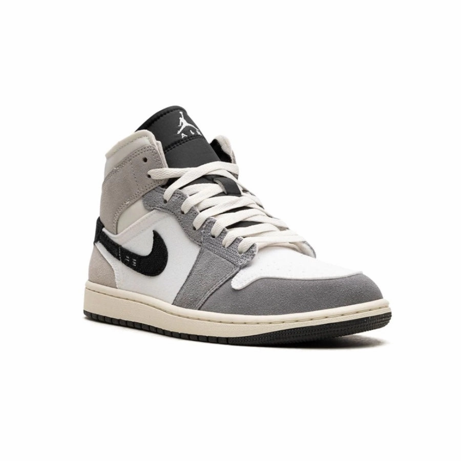 Air Jordan 1 Mid SE Craft White Cement Grey Black White Tech Grey Basketball Shoes