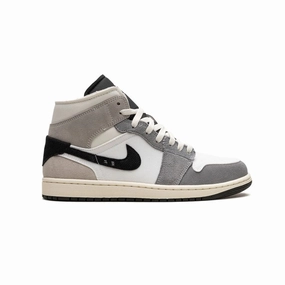 Air Jordan 1 Mid SE Craft White Cement Grey Black White Tech Grey Air Jordan basketball shoes with classic look