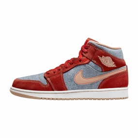 Air Jordan 1 Mid SE Denim Red Air Jordan basketball shoes with classic look
