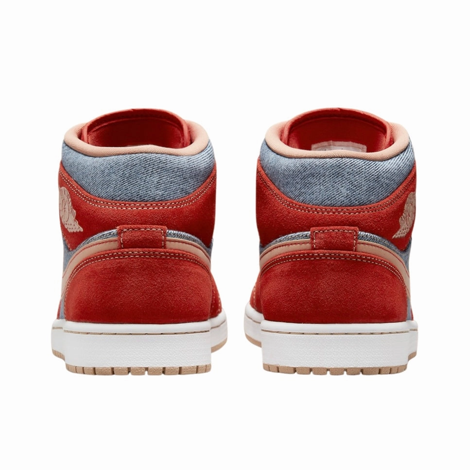 Air Jordan 1 Mid SE Denim Red Basketball Shoes