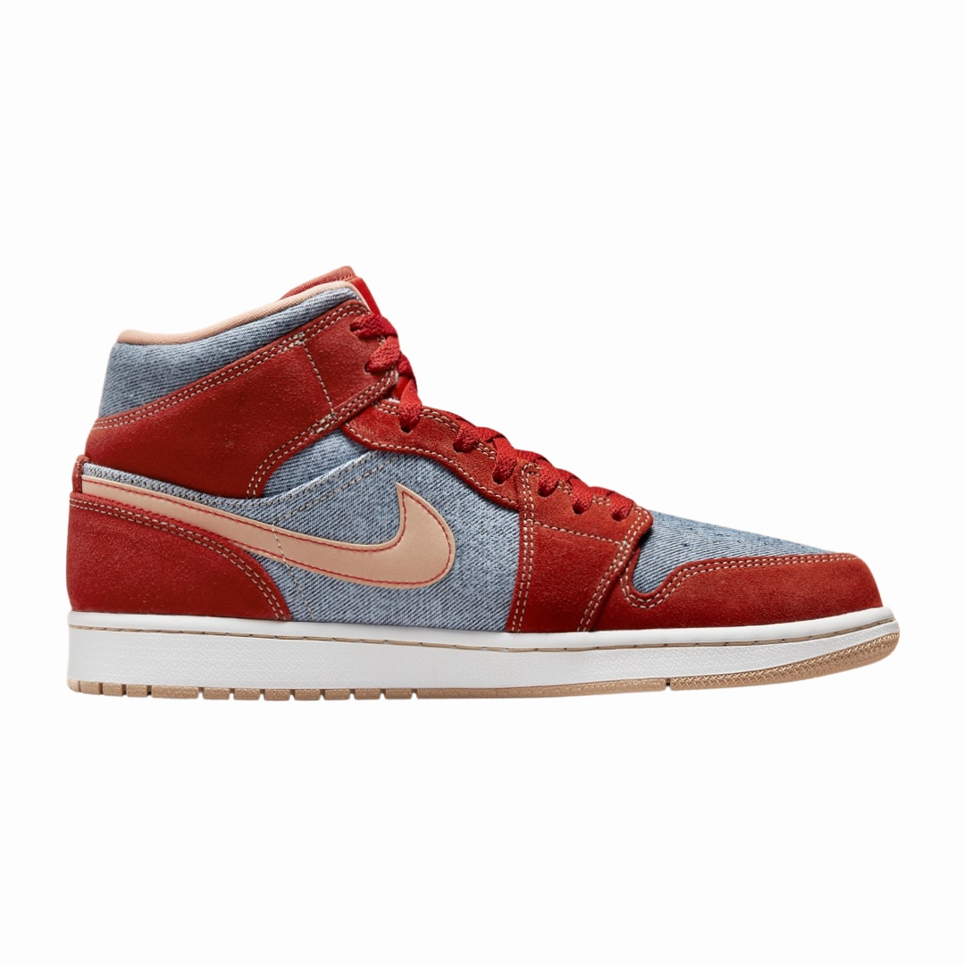 Air Jordan 1 Mid SE Denim Red Basketball Shoes