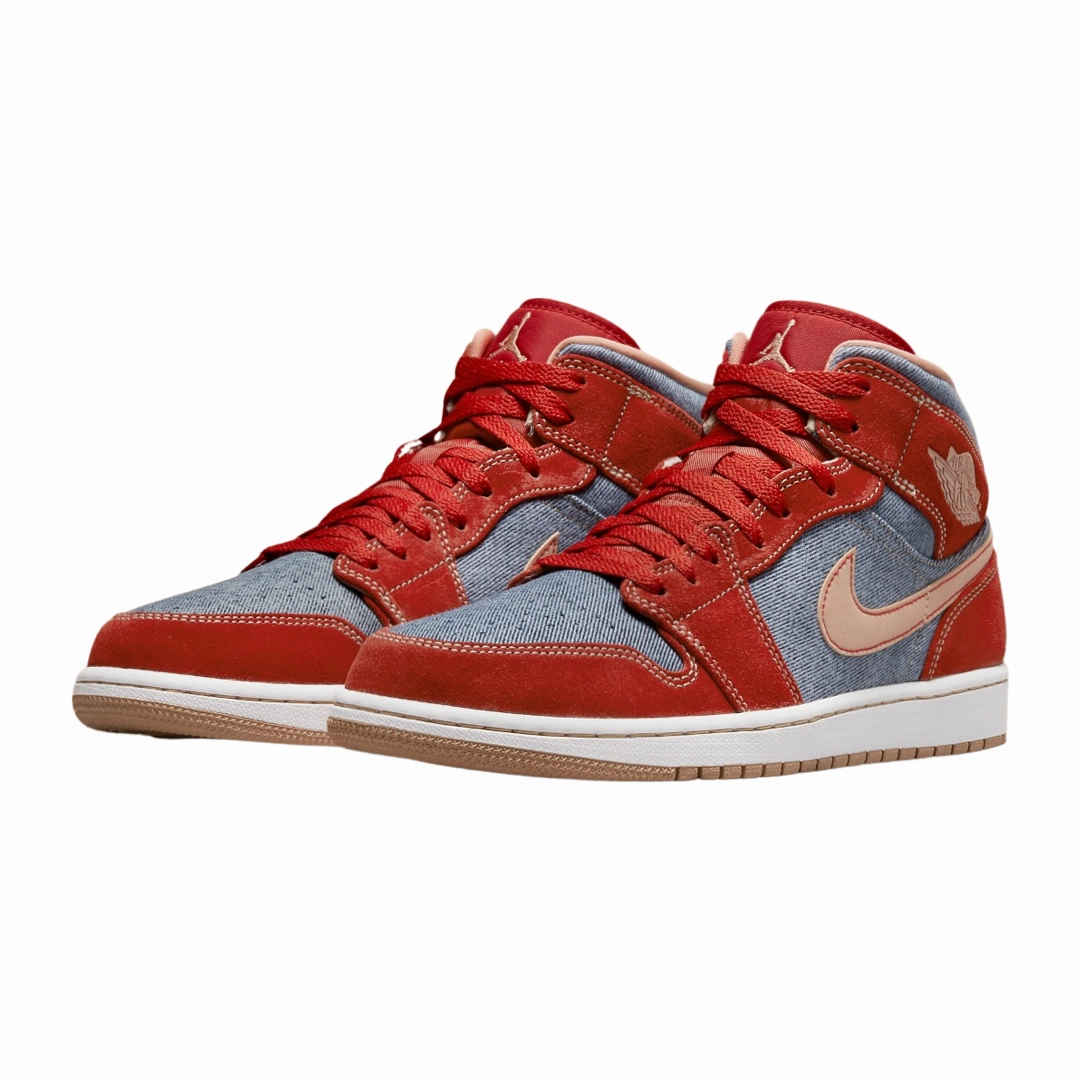 Air Jordan 1 Mid SE Denim Red Basketball Shoes