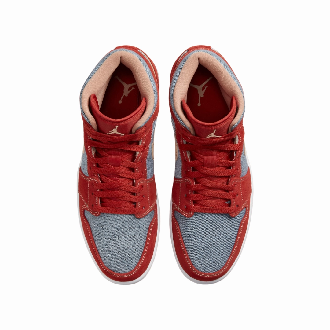 Air Jordan 1 Mid SE Denim Red Basketball Shoes