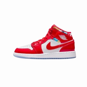 Air Jordan 1 Mid SE GS Barcelona Chile Red White Pollen Air Jordan basketball shoes with classic look