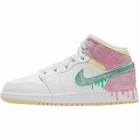 Air Jordan 1 Mid SE GS Ice Cream White Green Glow Arctic Pink Air Jordan retro sneakers for street style