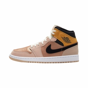 Air Jordan 1 Mid SE Particle Beige Black Air Jordan basketball shoes with classic look