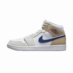 Air Jordan 1 Mid Tan Suede White Blue Void Team Red Air Jordan basketball shoes with classic look