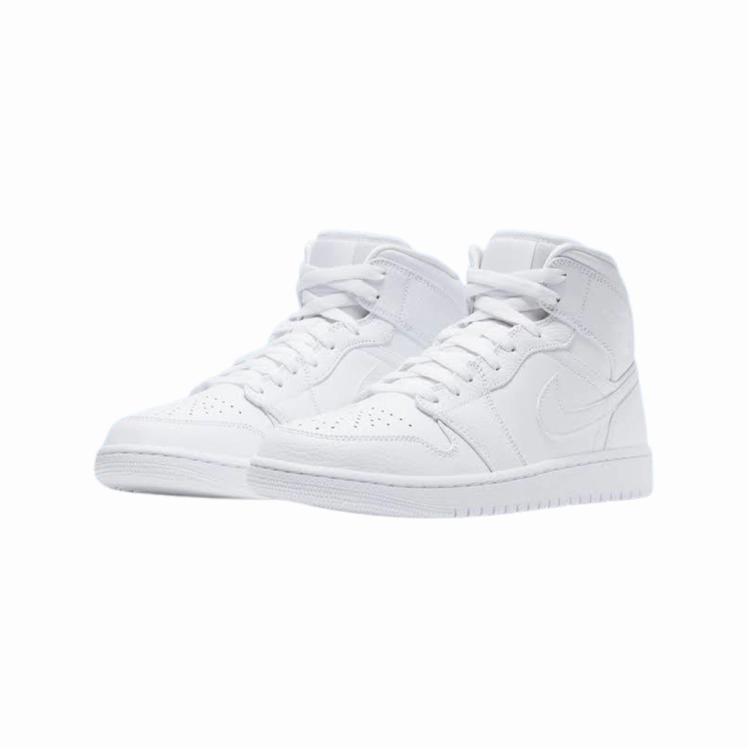 Air Jordan 1 Mid Triple White Basketball Shoes