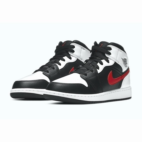 Air Jordan 1 Mid White Black Chile Red (GS) Air Jordan retro sneakers for street style
