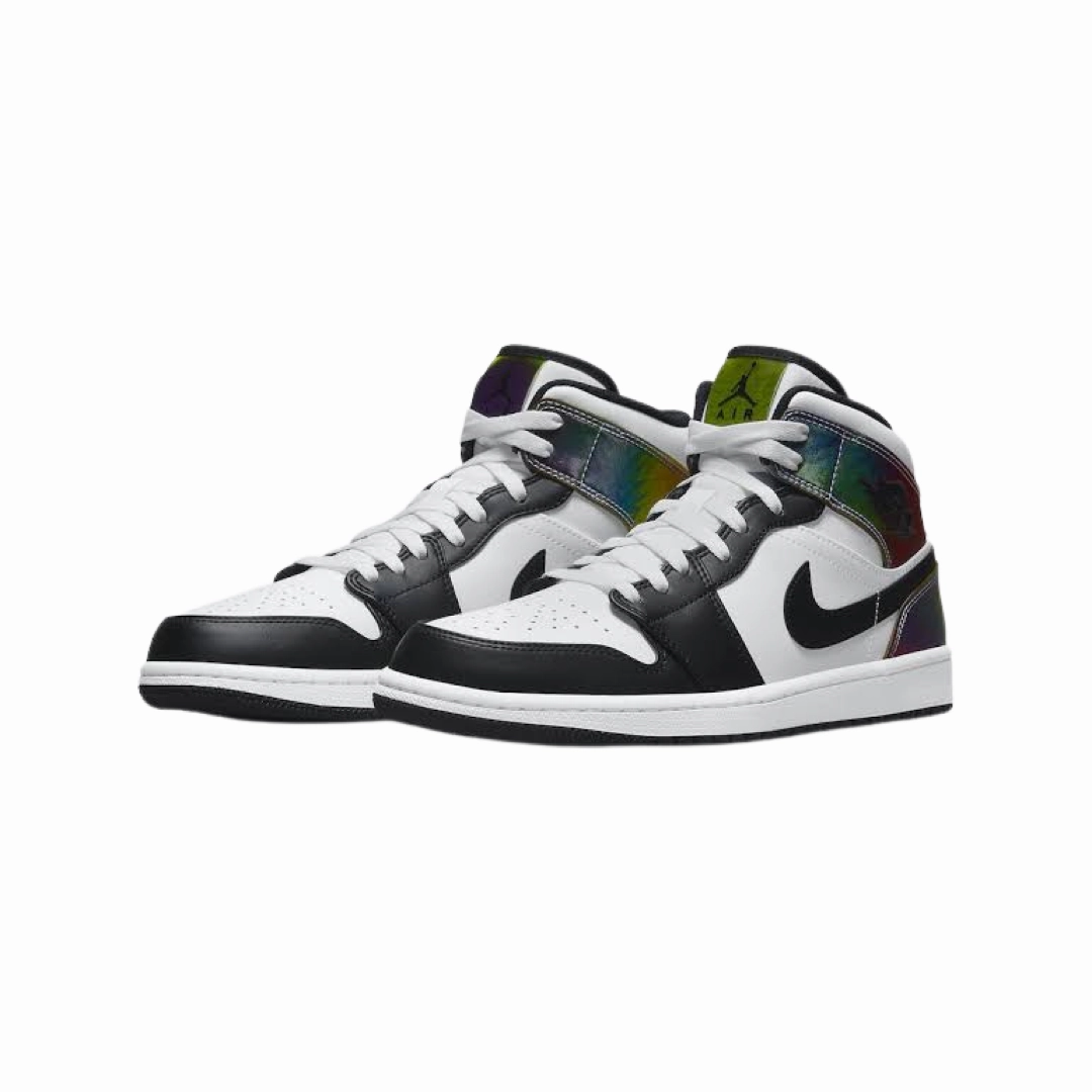 Air Jordan 1 Mid White Blanc Black Basketball Shoes