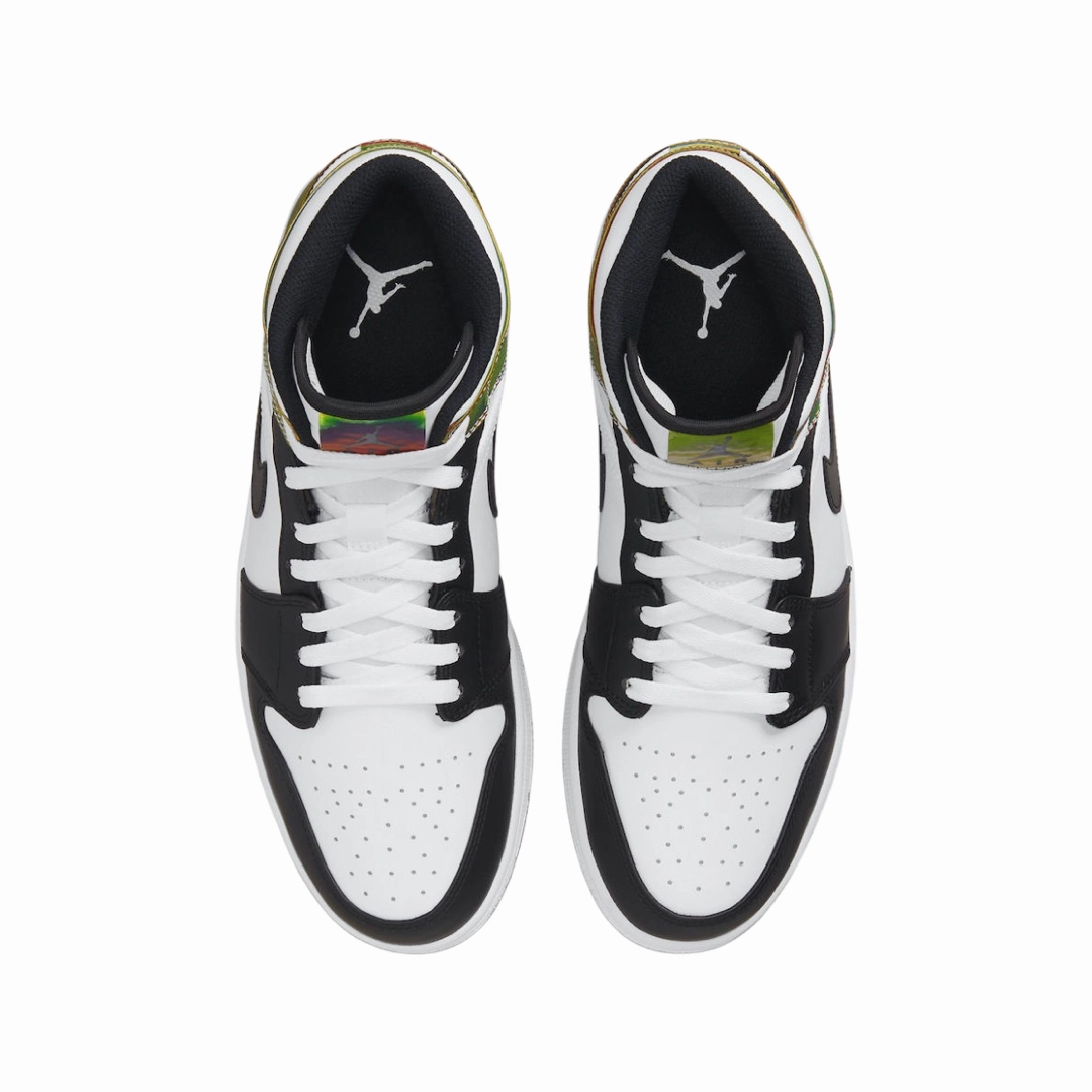 Air Jordan 1 Mid White Blanc Black Basketball Shoes