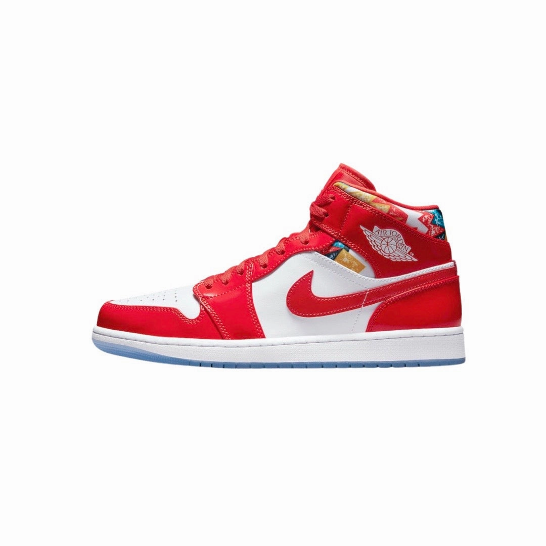 Air Jordan 1 Mid White Chile Red Pollen Air Jordan basketball shoes with classic look