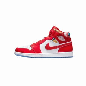 Air Jordan 1 Mid White Chile Red Pollen Air Jordan basketball shoes with classic look