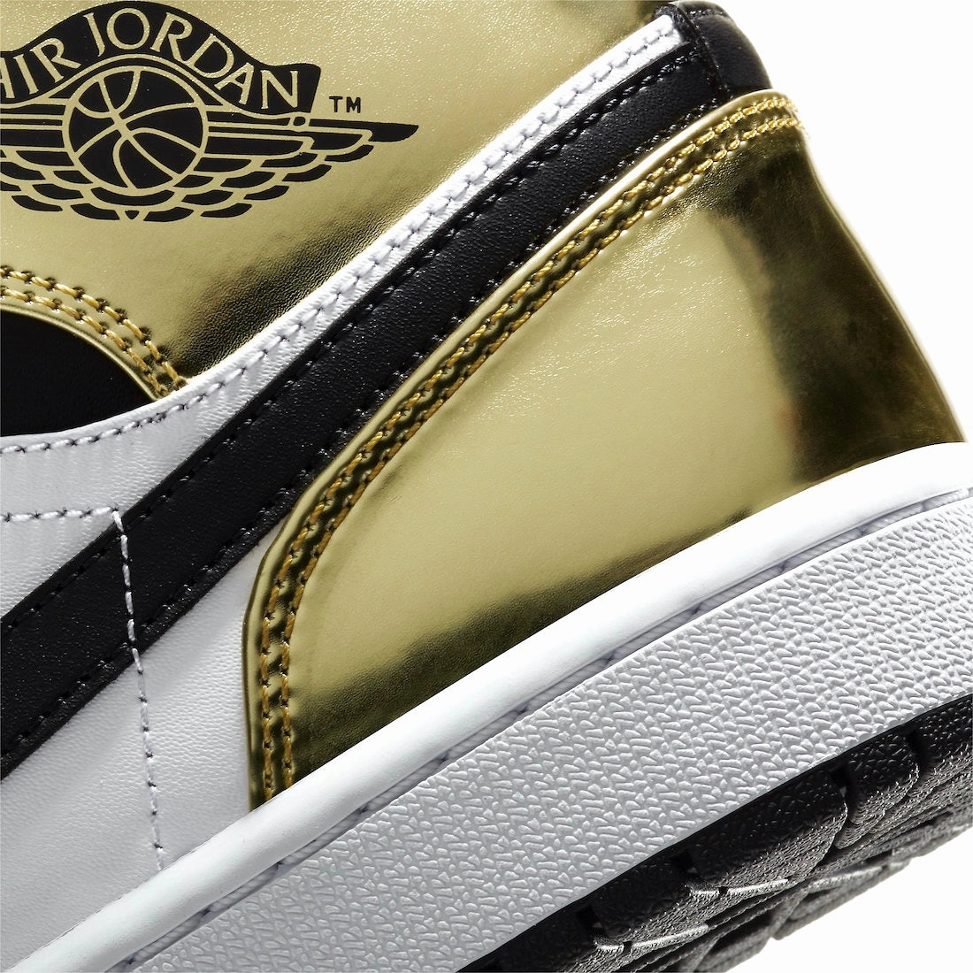 Air Jordan 1 Mid White Metallic Gold Black Retro Sneakers
