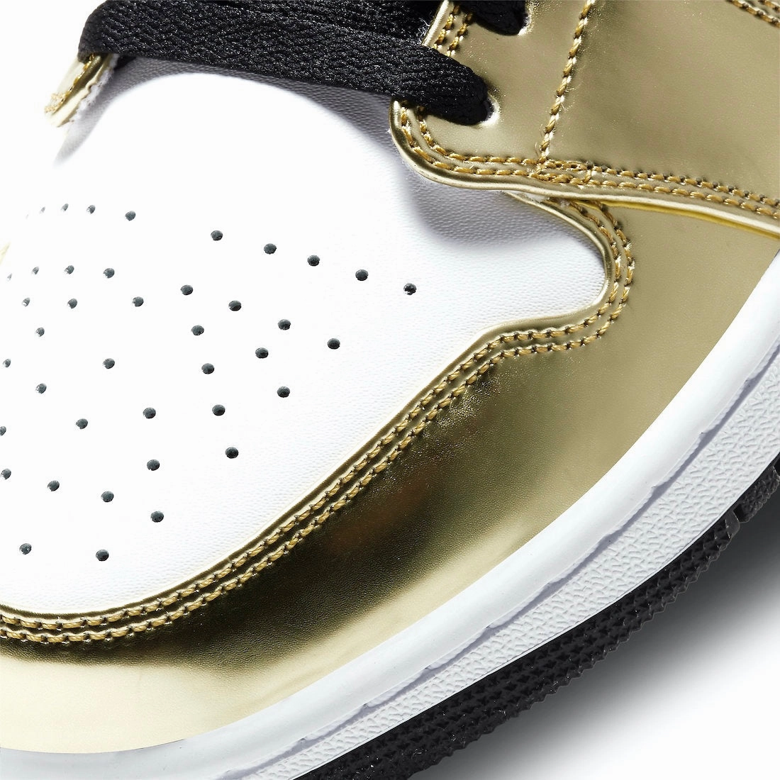 Air Jordan 1 Mid White Metallic Gold Black Retro Sneakers