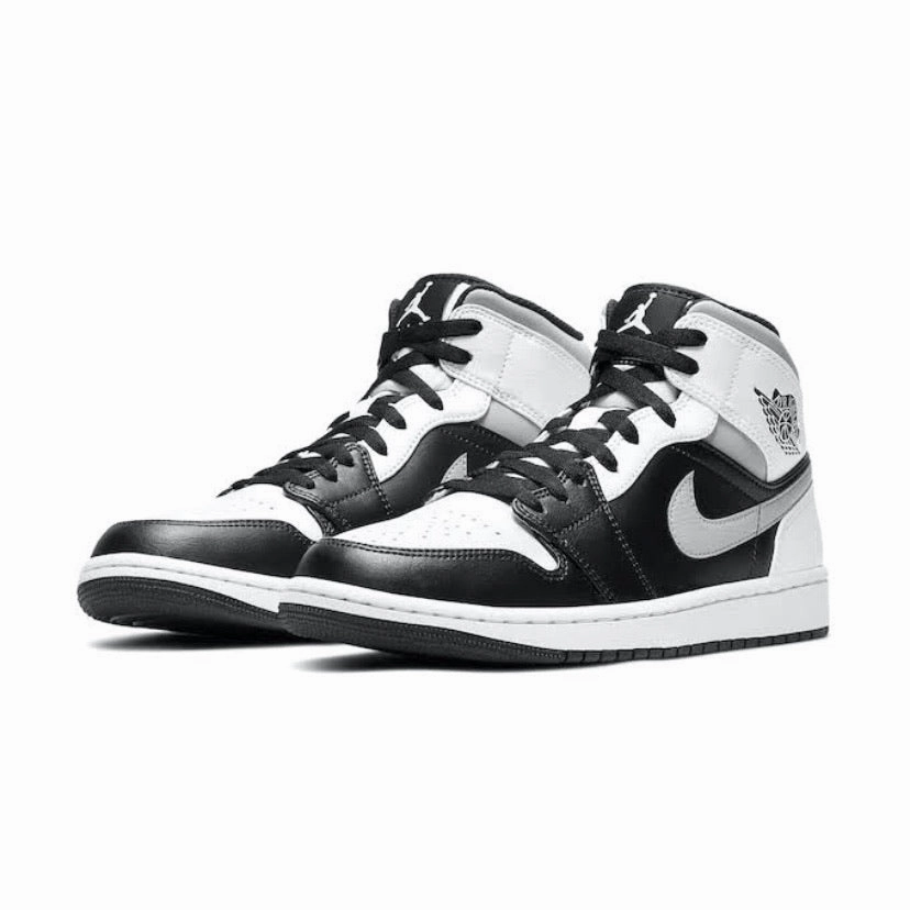 Air Jordan 1 Mid White Shadow Black White Light Smoke Grey Air Jordan retro sneakers for street style