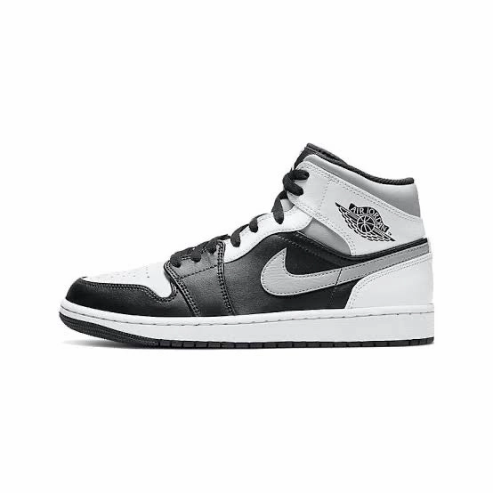 Air Jordan 1 Mid White Shadow Black White Light Smoke Grey Retro Sneakers