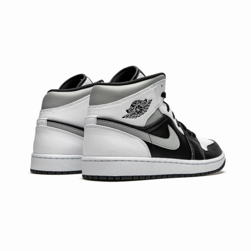 Air Jordan 1 Mid White Shadow Black White Light Smoke Grey Retro Sneakers
