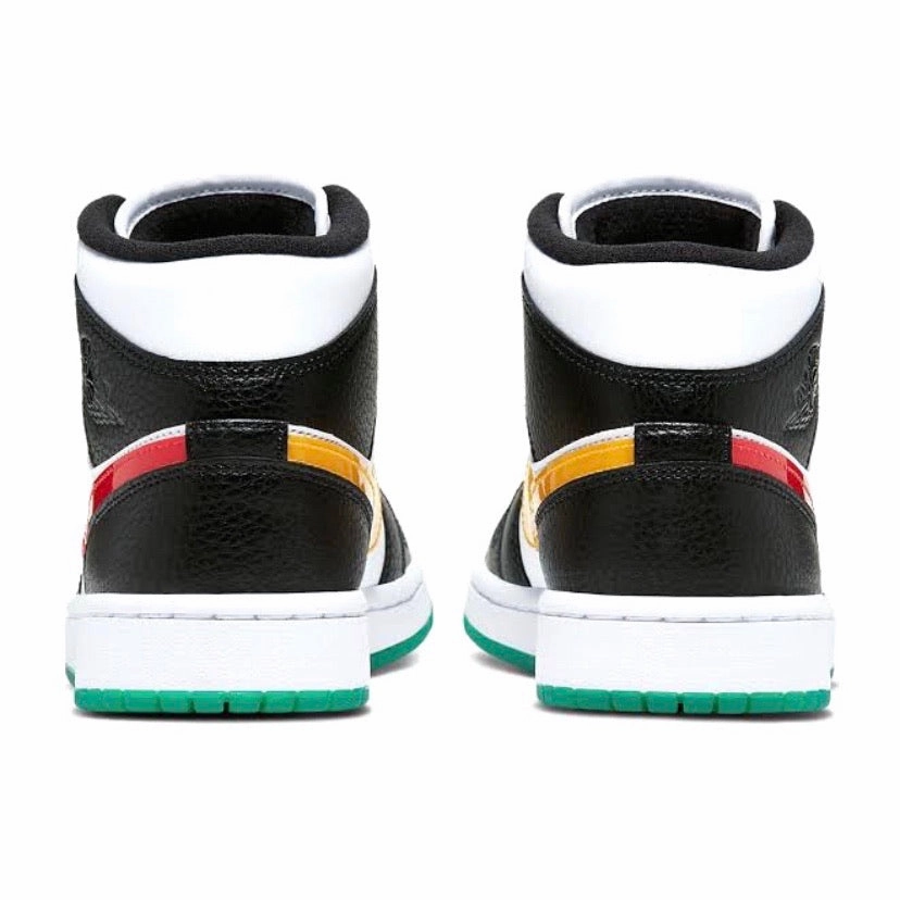 Air Jordan 1 Mid Womens Alternate Swooshes Red Yellow Retro Sneakers
