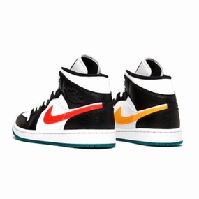 Air Jordan 1 Mid Womens Alternate Swooshes Red Yellow Air Jordan retro sneakers for street style