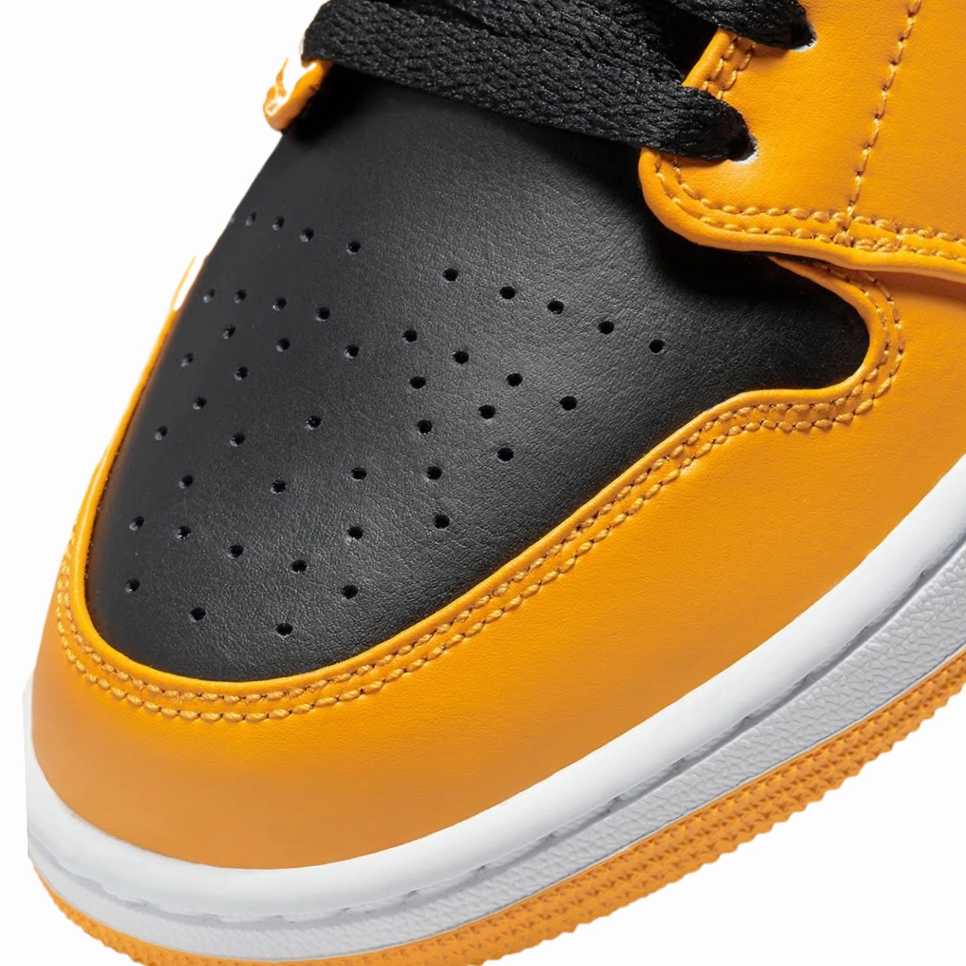 Air Jordan 1 Mid Yellow Toe Black White Basketball Shoes
