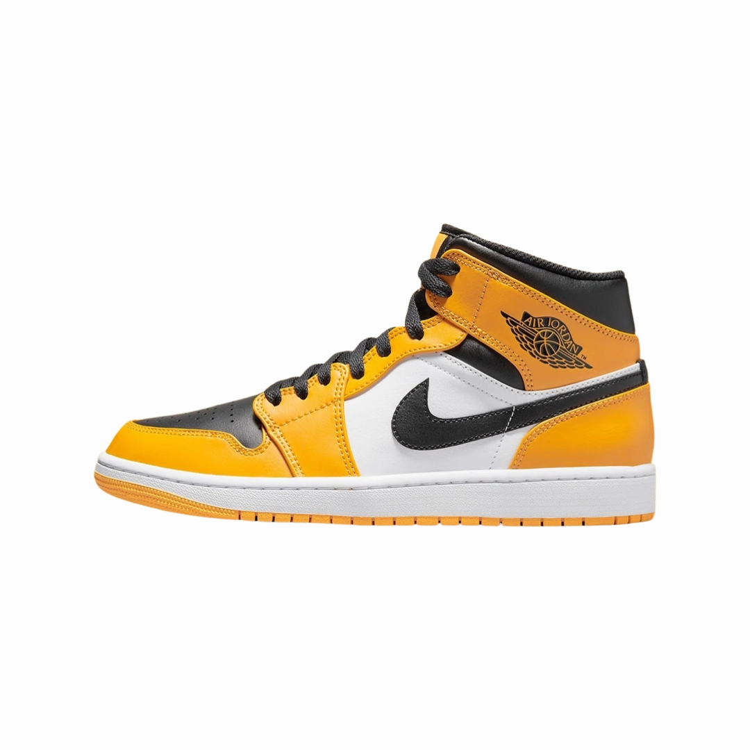 Air Jordan 1 Mid Yellow Toe Black White Air Jordan basketball shoes with classic look
