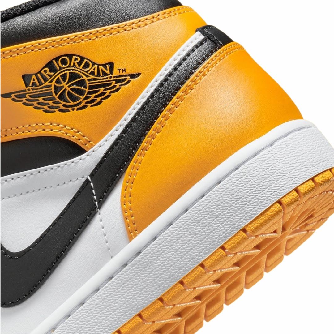 Air Jordan 1 Mid Yellow Toe Black White Basketball Shoes