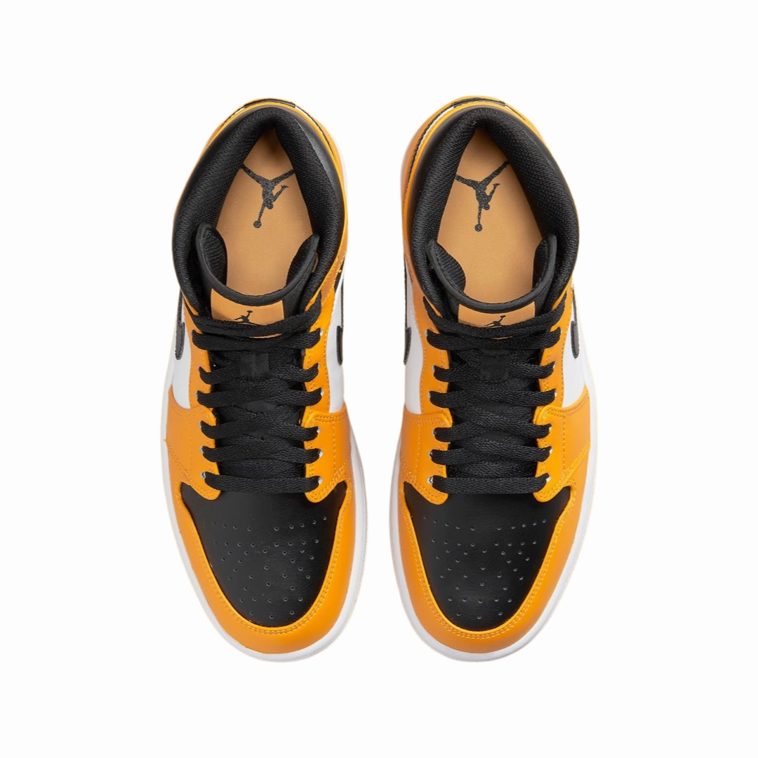 Air Jordan 1 Mid Yellow Toe Black White Basketball Shoes