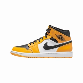 Air Jordan 1 Mid Yellow Toe Black White Air Jordan basketball shoes with classic look