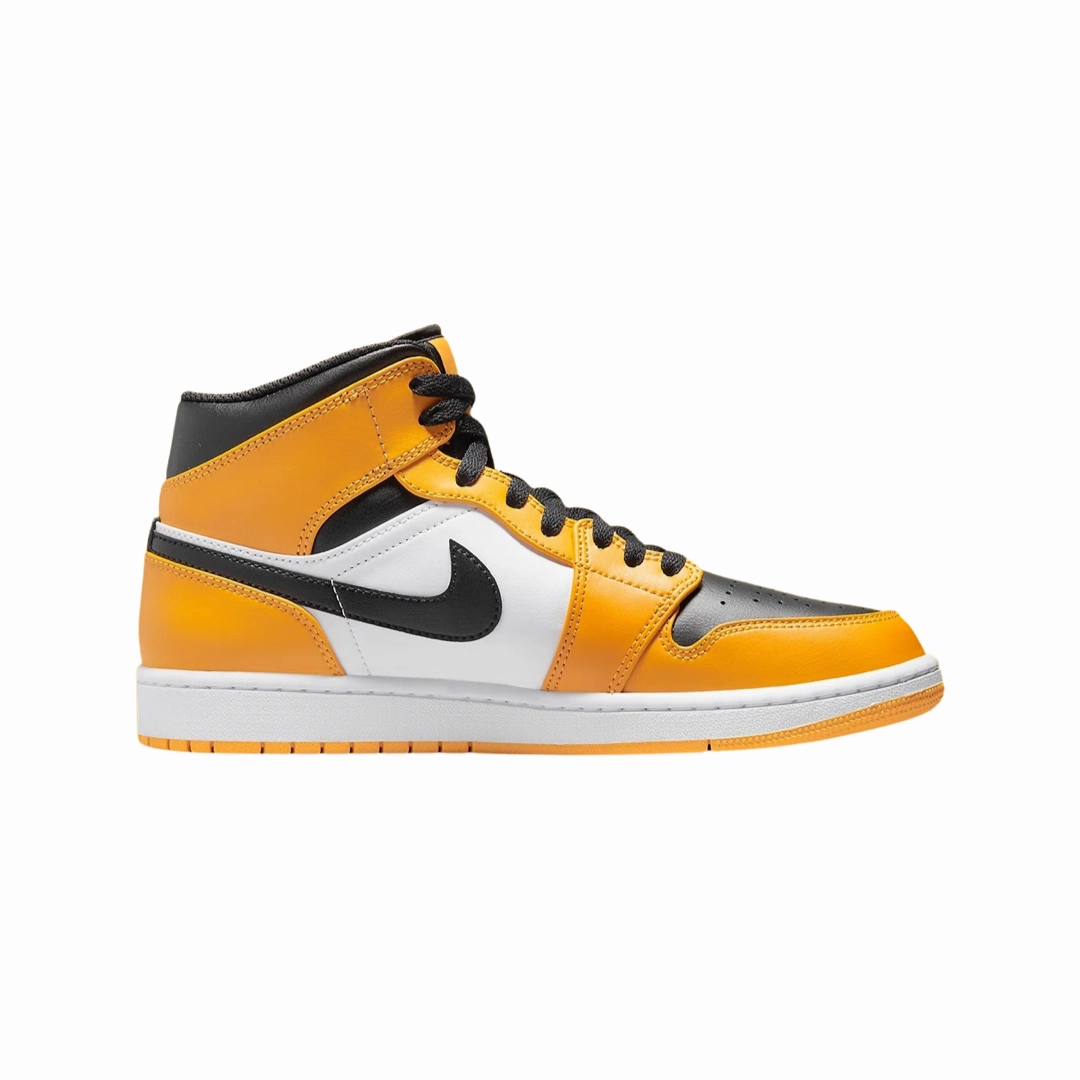 Air Jordan 1 Mid Yellow Toe Black White Basketball Shoes