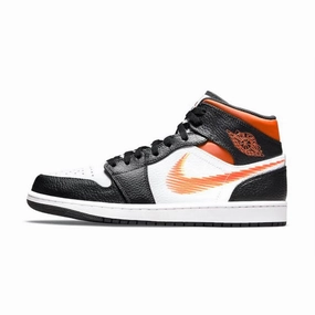 Air Jordan 1 Mid Zig Zag Swoosh Total Orange Black White Air Jordan basketball shoes with classic look